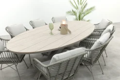 GI Margriet/Edison 8-persoons ovale tuinset 280x140 cm. - Taupe