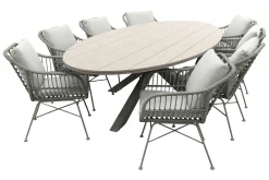 GI Margriet/Edison 8-persoons ovale tuinset 280x140 cm. - Taupe