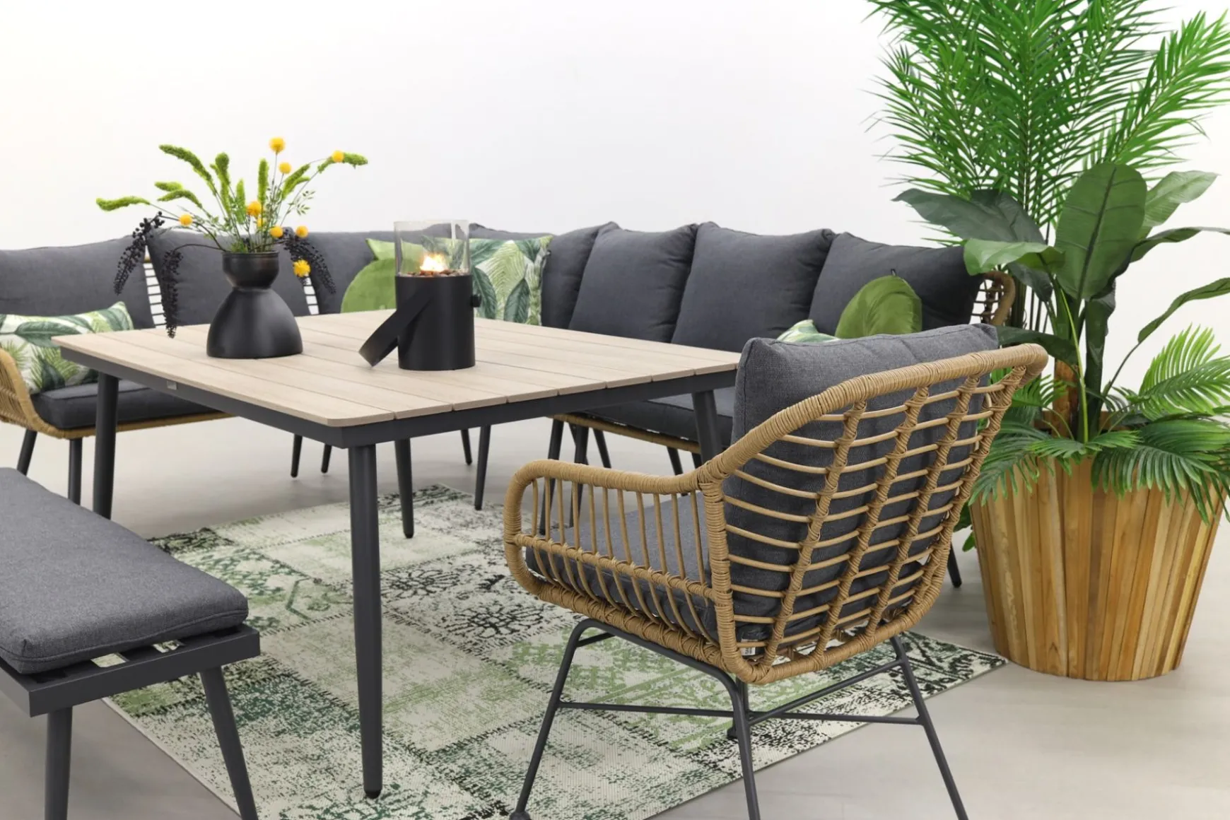 GI Margriet lounge-/dining set met stoel - Naturel wicker