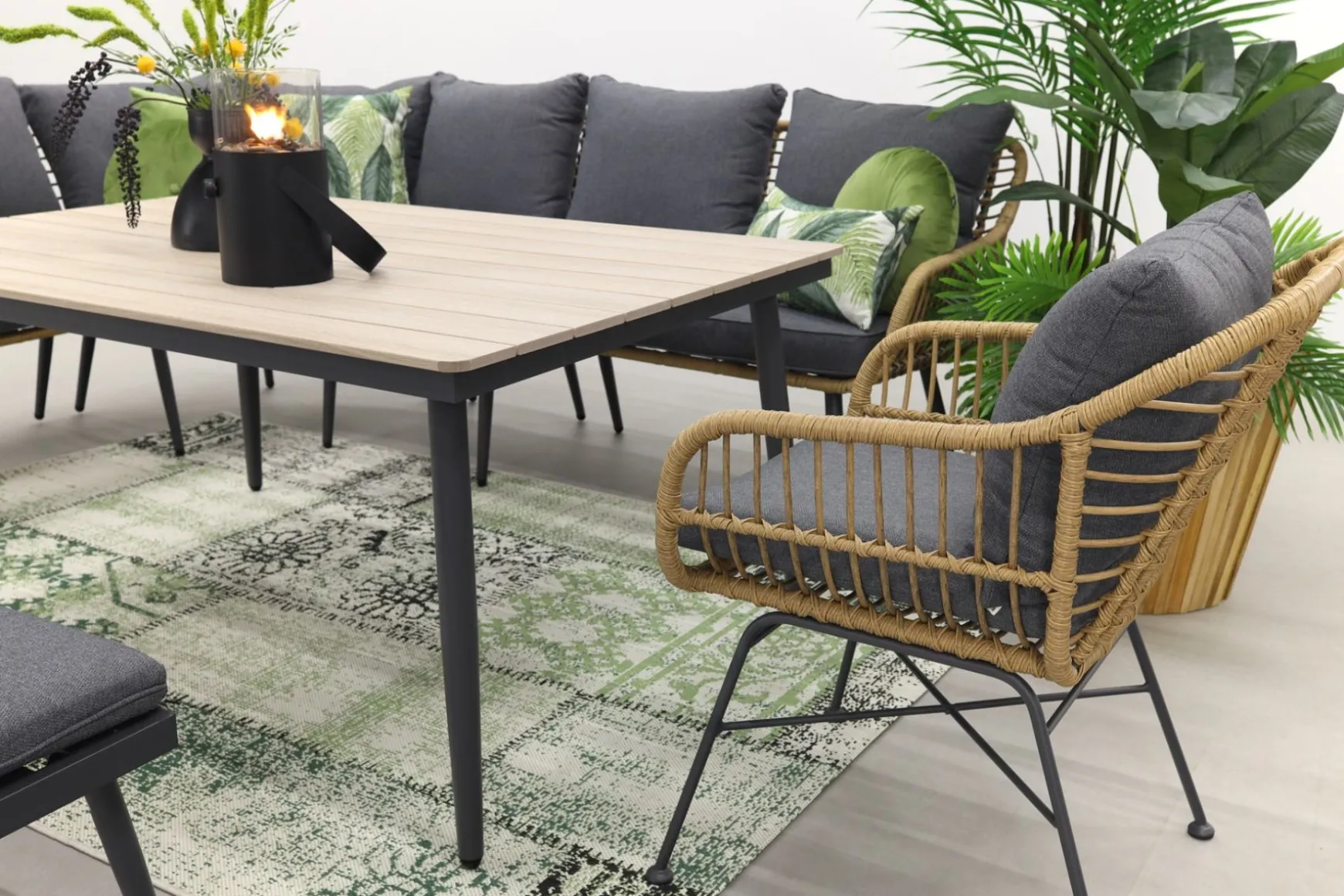 GI Margriet lounge-/dining set met stoel - Naturel wicker