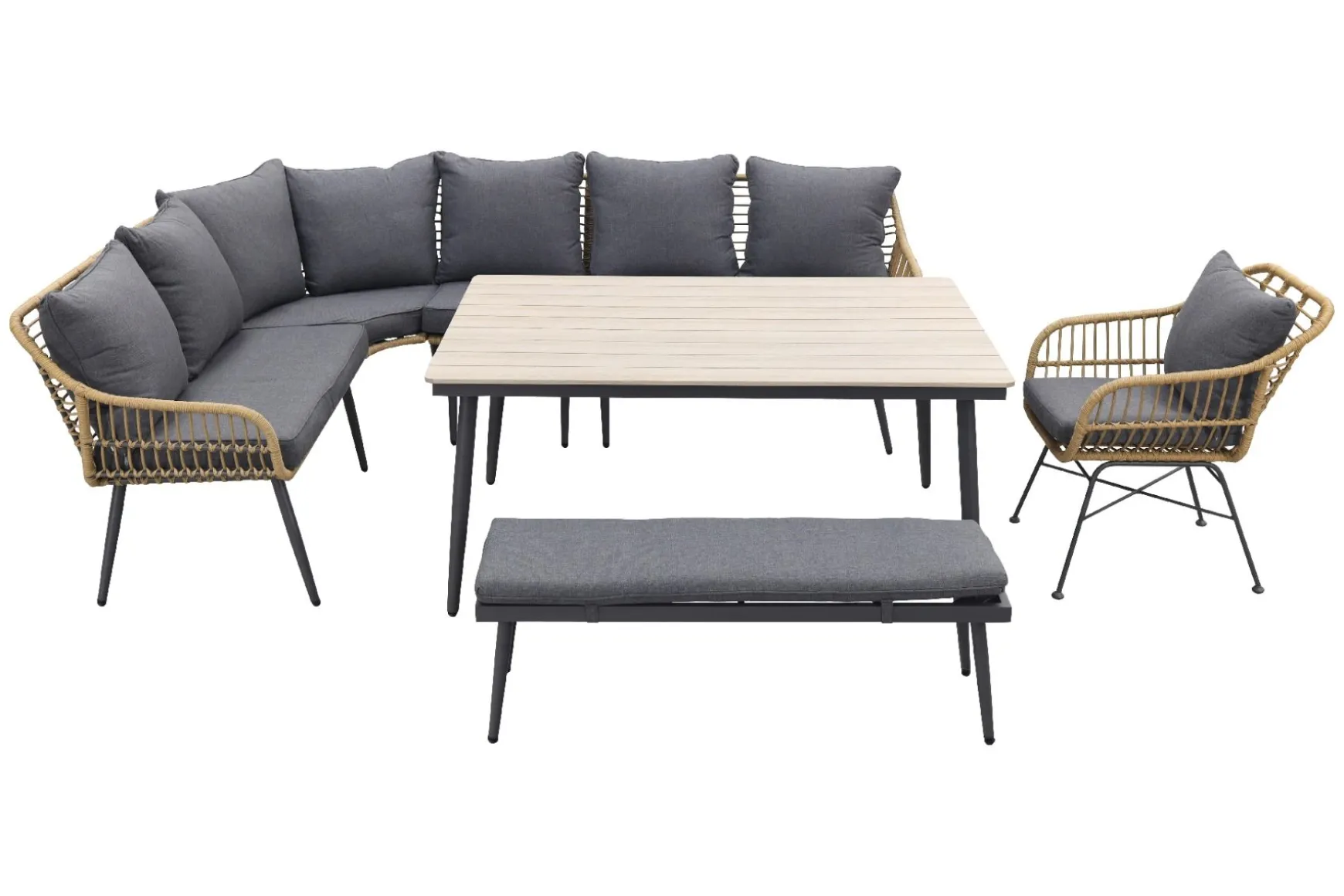 GI Margriet lounge-/dining set met stoel - Naturel wicker