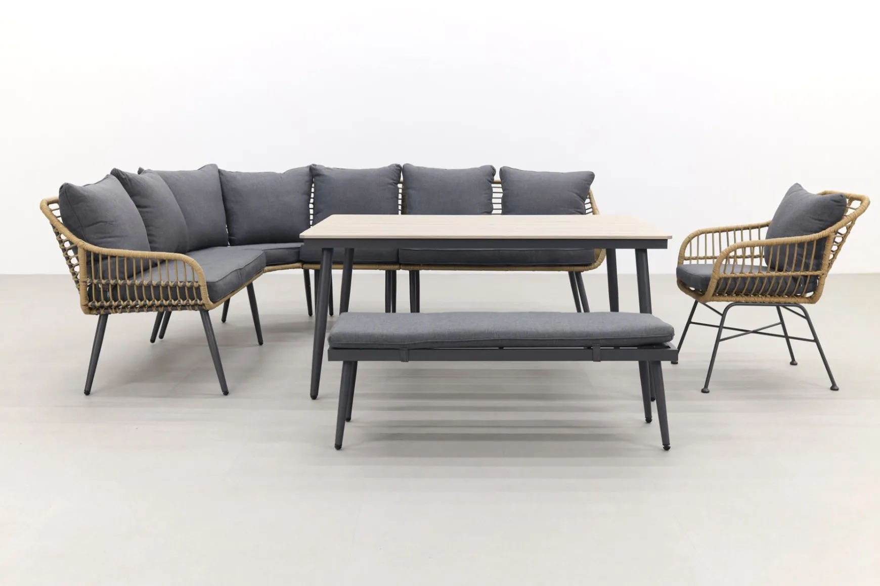 GI Margriet lounge-/dining set met stoel - Naturel wicker