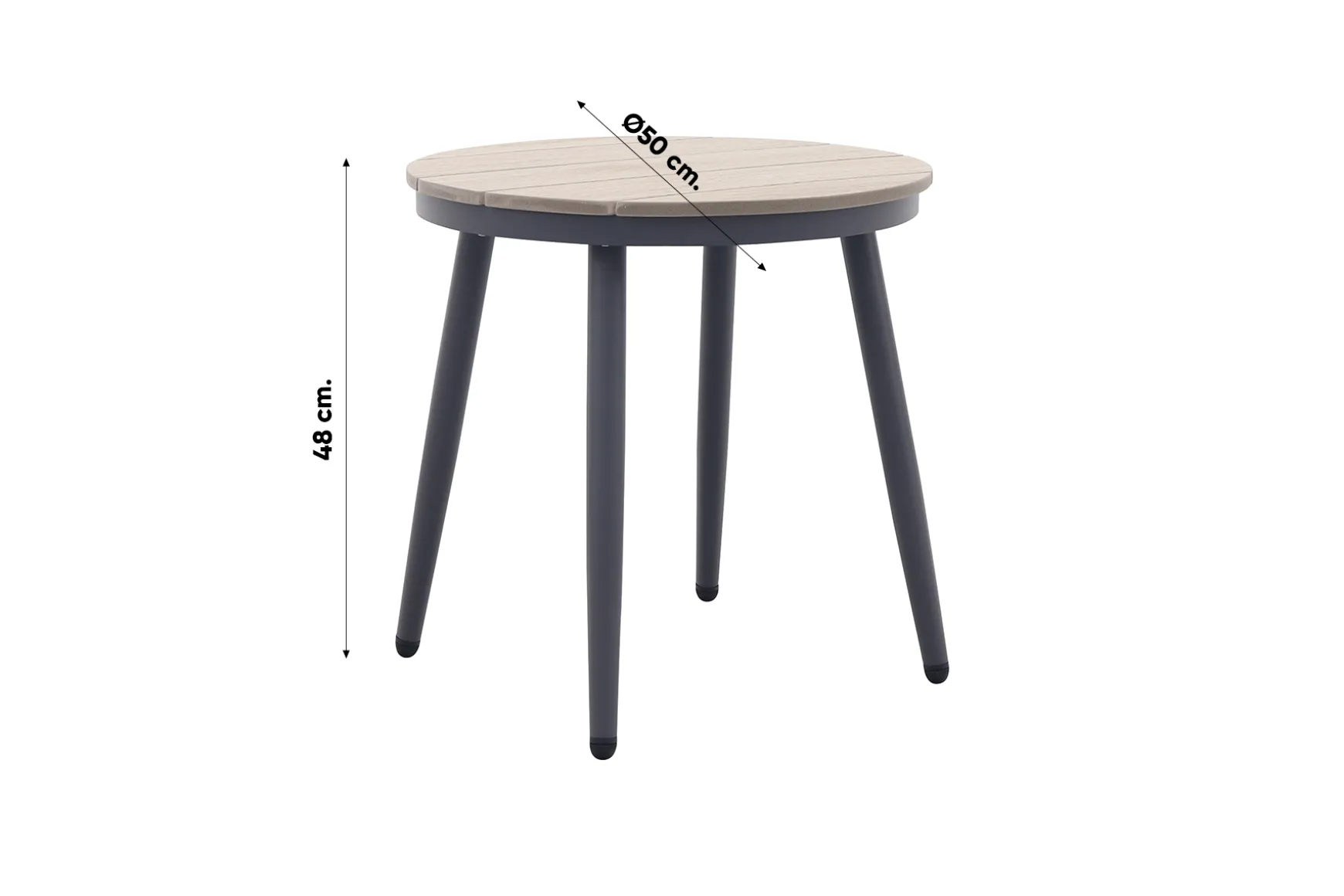 GI Margriet ronde bijzettafel Ø50 cm. - Carbon black