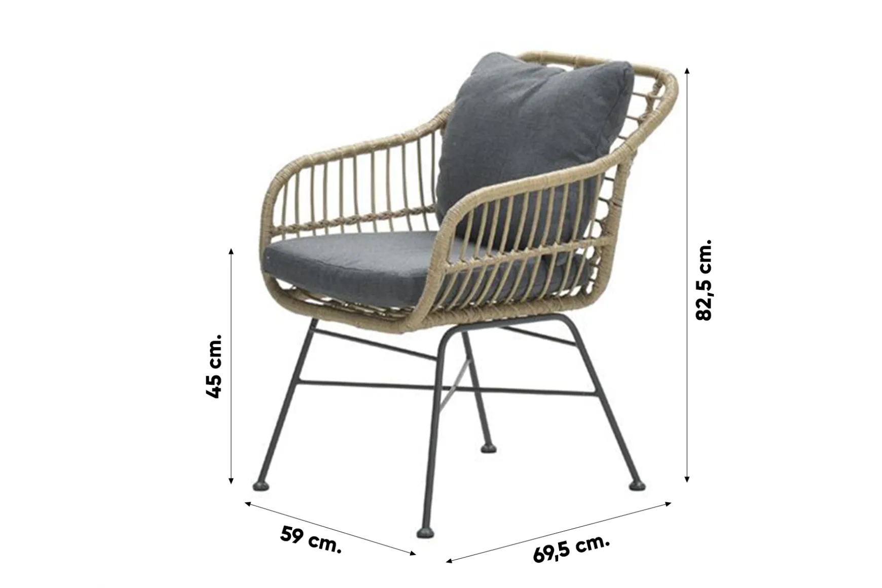 GI Margriet wicker dining tuinstoel - Naturel