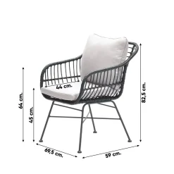 GI Margriet wicker dining tuinstoel - Zwart