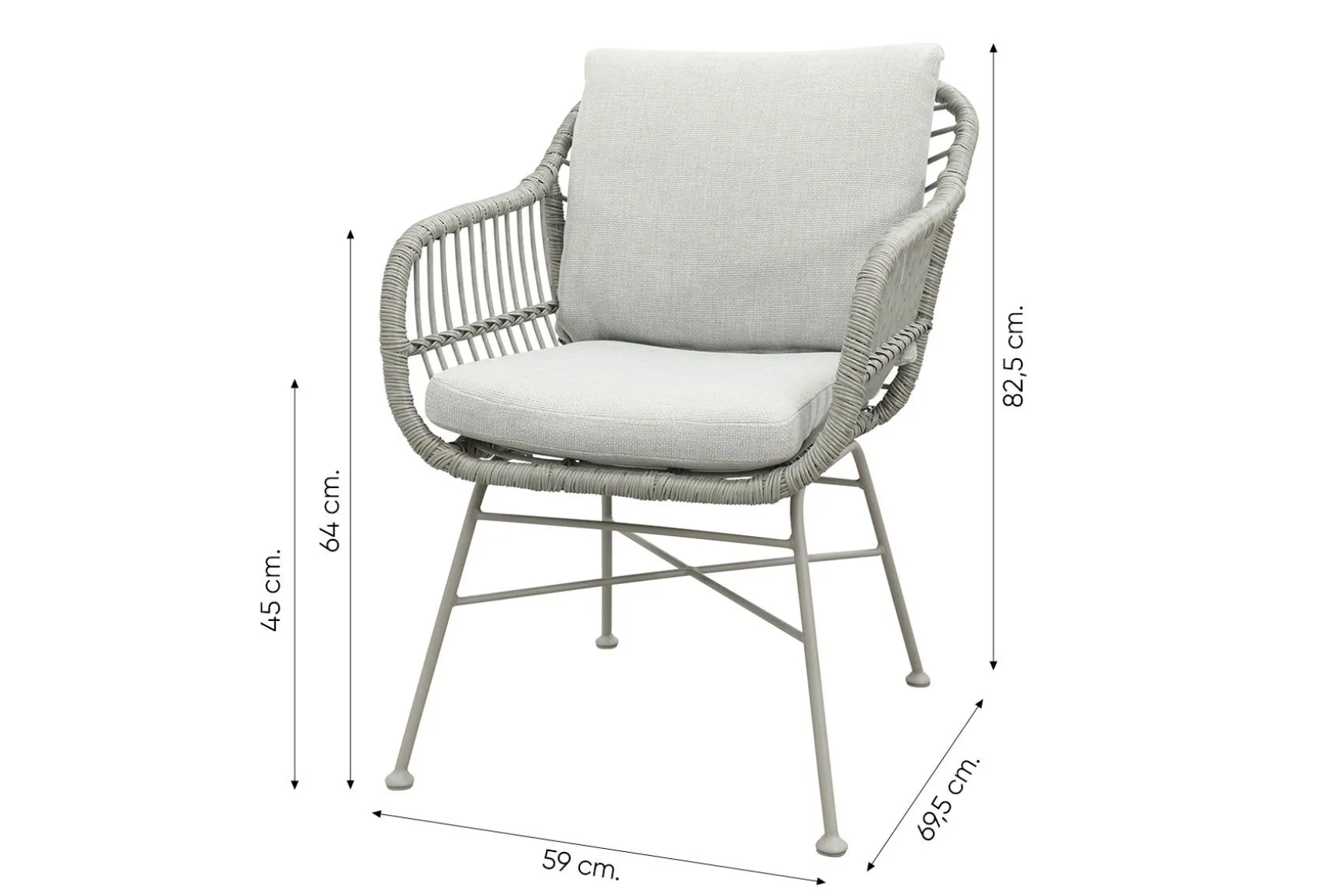 GI Margriet wicker dining tuinstoel - Taupe