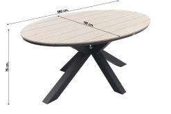 GI Margriet zwart/zand / Edison 180 x 115 cm. tafel - ovale tuinset