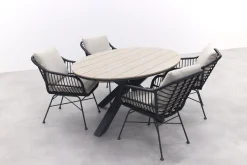 GI Margriet zwart/zand / Edison 180 x 115 cm. tafel - ovale tuinset