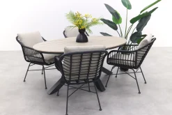 GI Margriet zwart/zand / Edison 180 x 115 cm. tafel - ovale tuinset