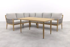 GI Sardinia lounge-dining set (5-delig) - Aluminium Teak look/Zand