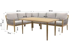 GI Sardinia lounge-dining set aluminium (7-delig) - Teak look/Zand