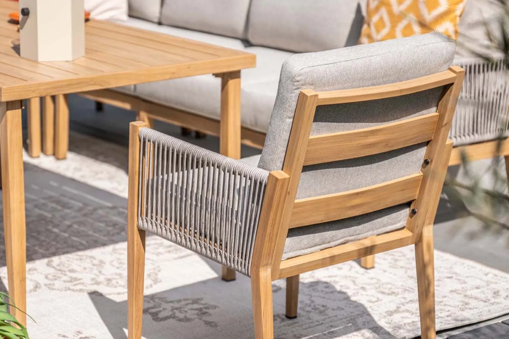 GI Sardinia lounge-dining set aluminium (7-delig) - Teak look/Zand