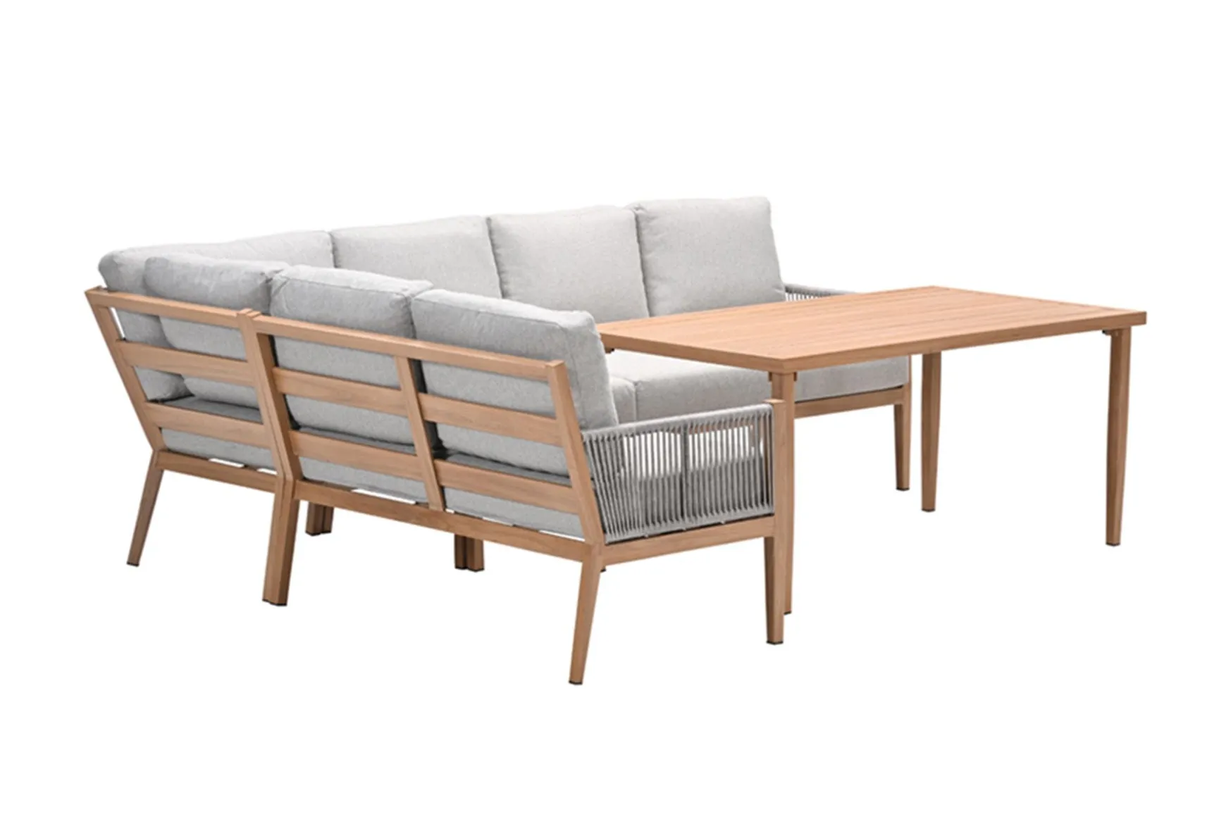 GI Sardinia lounge-dining set aluminium (7-delig) - Teak look/Zand