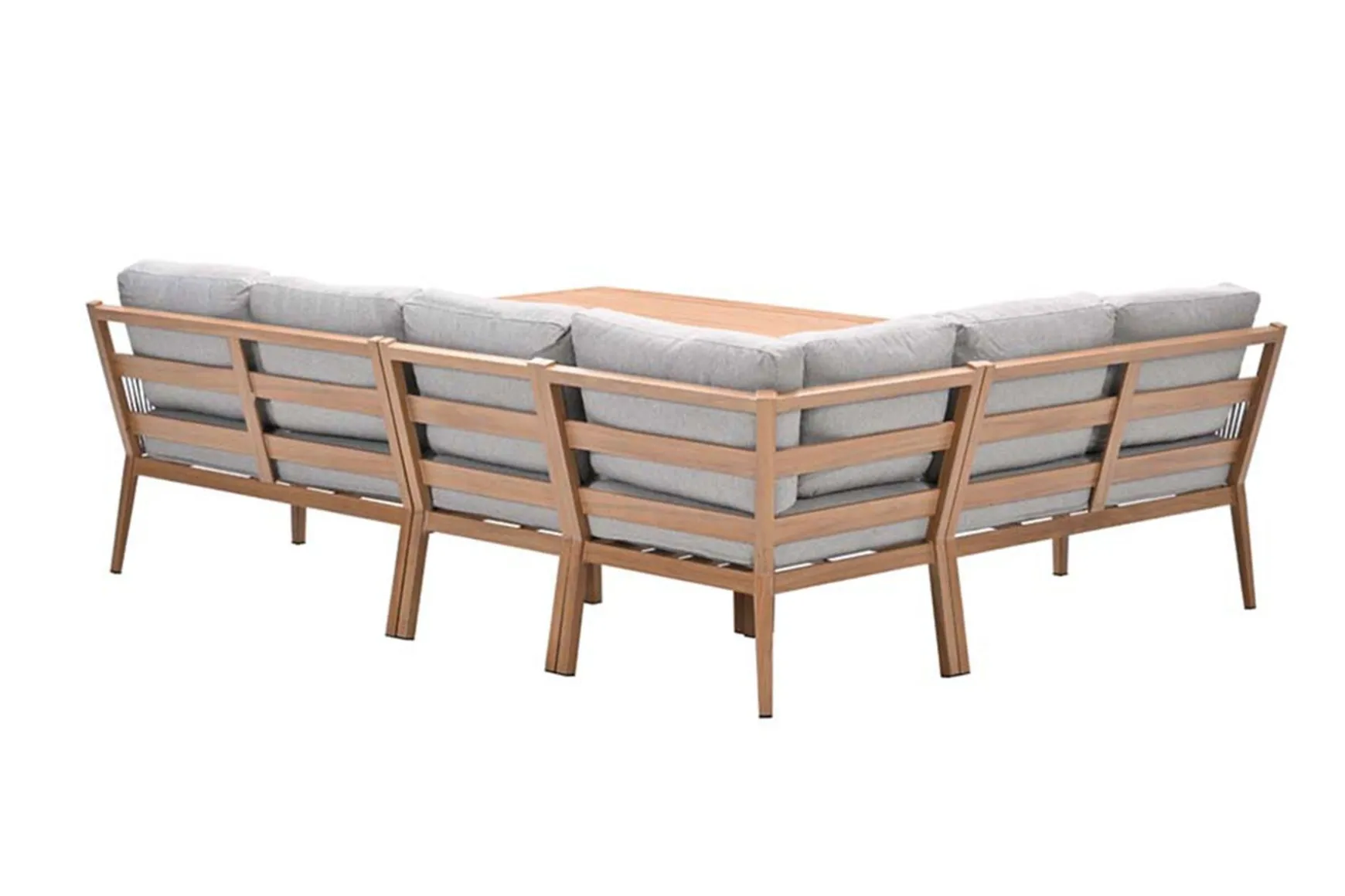 GI Sardinia lounge-dining set aluminium (7-delig) - Teak look/Zand