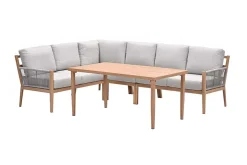 GI Sardinia lounge-dining set aluminium (7-delig) - Teak look/Zand