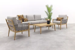 GI Sardinia stoel-bank loungeset (4-delig) - Aluminium Teak look/Zand OP=OP