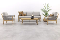 GI Sardinia stoel-bank loungeset (4-delig) - Aluminium Teak look/Zand OP=OP