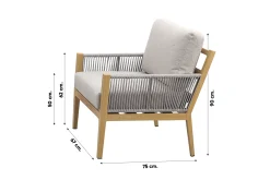 GI Sardinia stoel-bank loungeset (4-delig) - Aluminium Teak look/Zand OP=OP
