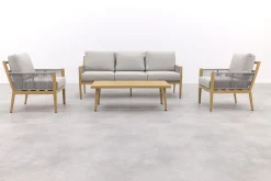 GI Sardinia stoel-bank loungeset (4-delig) - Aluminium Teak look/Zand OP=OP