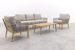 GI Sardinia stoel-bank loungeset (4-delig) - Aluminium Teak look/Zand OP=OP