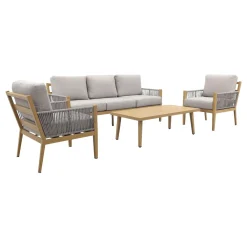 GI Sardinia stoel-bank loungeset (4-delig) - Aluminium Teak look/Zand OP=OP