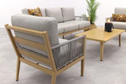 GI Sardinia stoel-bank loungeset (4-delig) - Aluminium Teak look/Zand OP=OP