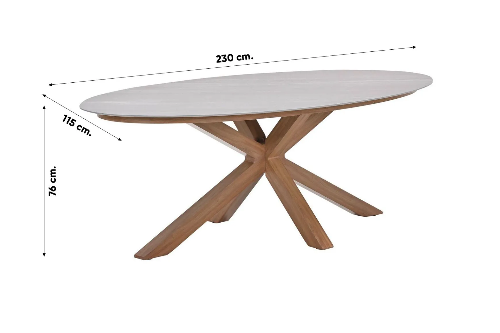 GI Scotland ovale tuintafel 230x115 cm. - Teak look (OP=OP)
