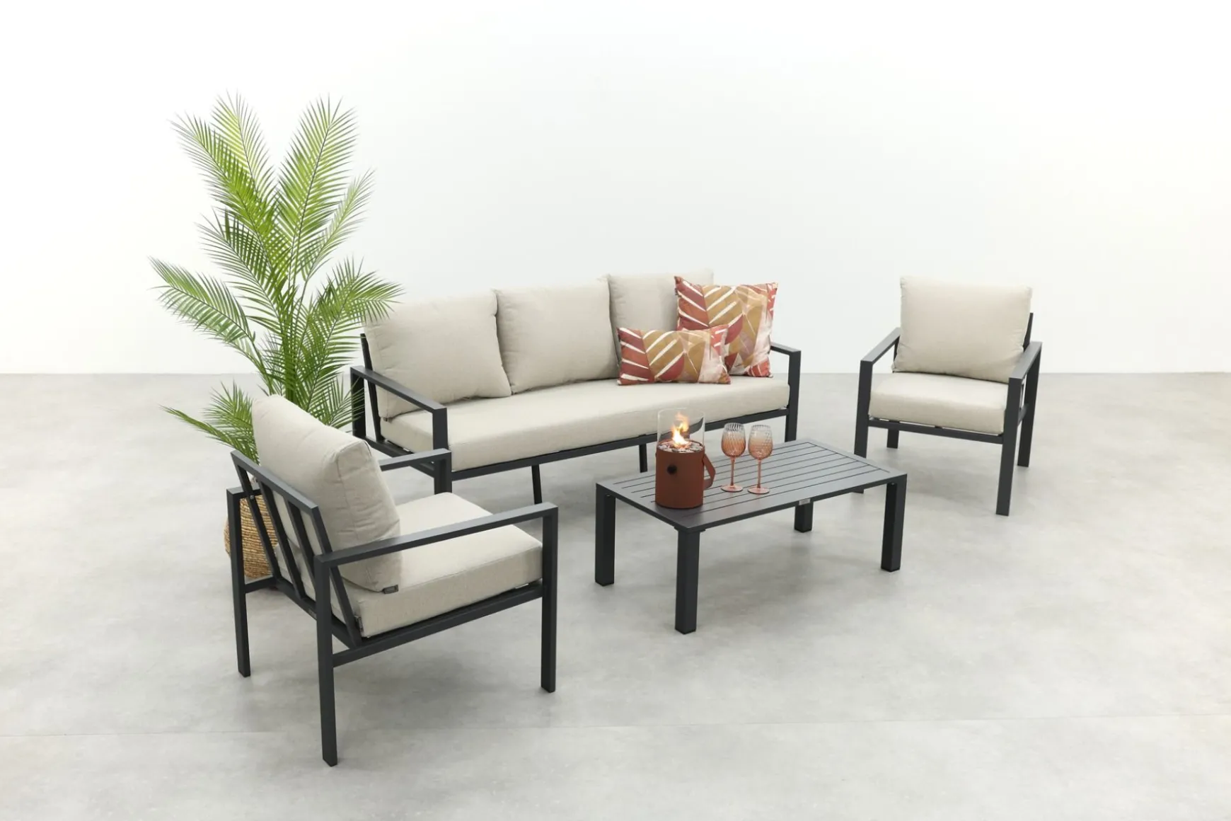 GI Springs aluminium stoel-bank loungeset - Carbon black