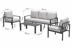 GI Springs aluminium stoel-bank loungeset - Carbon black