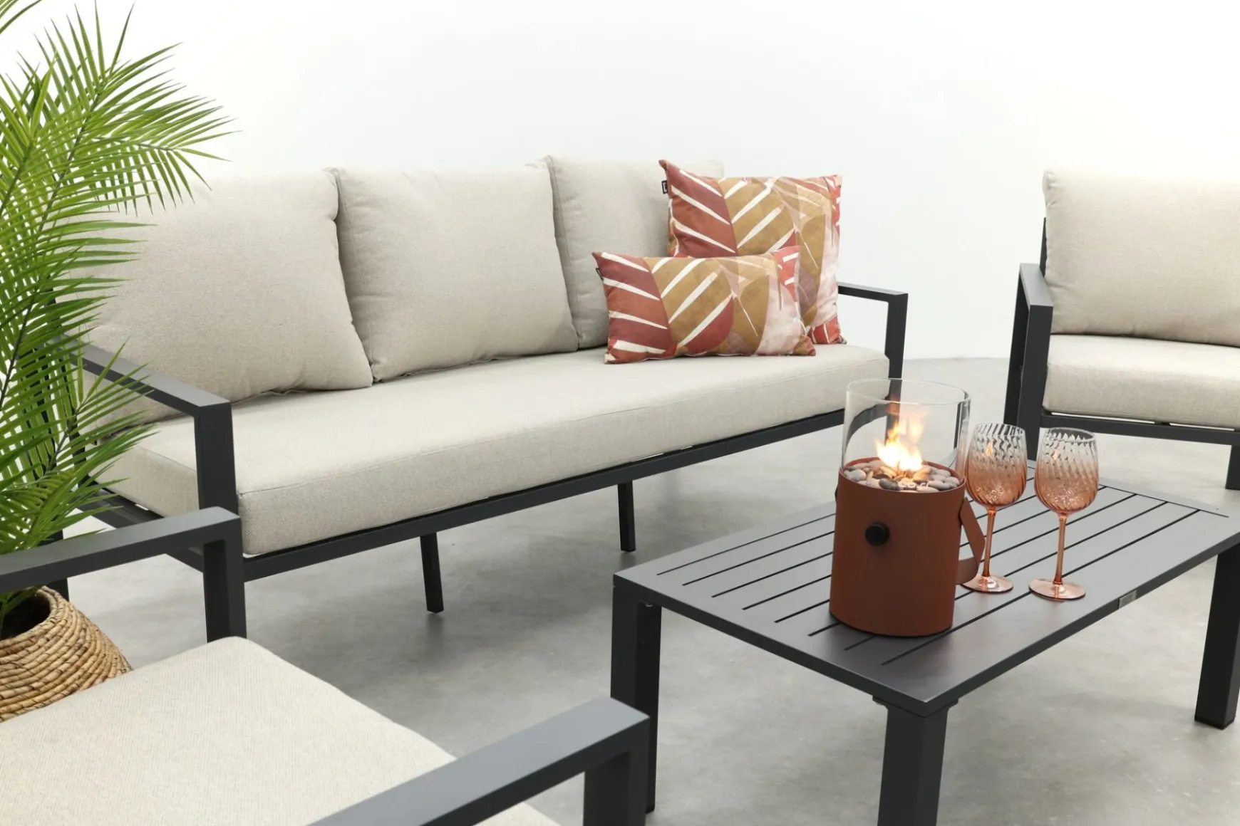 GI Springs aluminium stoel-bank loungeset - Carbon black