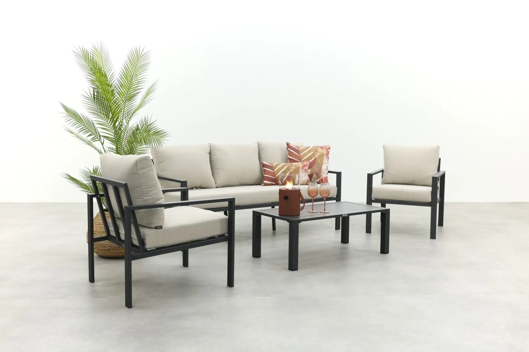 GI Springs aluminium stoel-bank loungeset - Carbon black