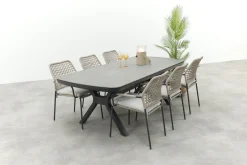 GI Swifty/Ponto stapelbare tuinset voor 6 personen 220x100 cm. - Antraciet