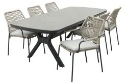 GI Swifty/Ponto stapelbare tuinset voor 6 personen 220x100 cm. - Antraciet