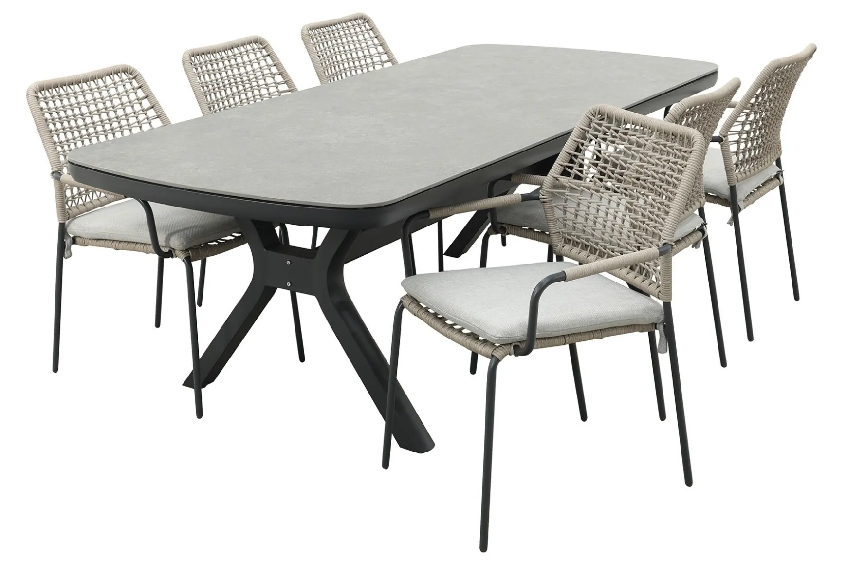 GI Swifty/Ponto stapelbare tuinset voor 6 personen 220x100 cm. - Antraciet