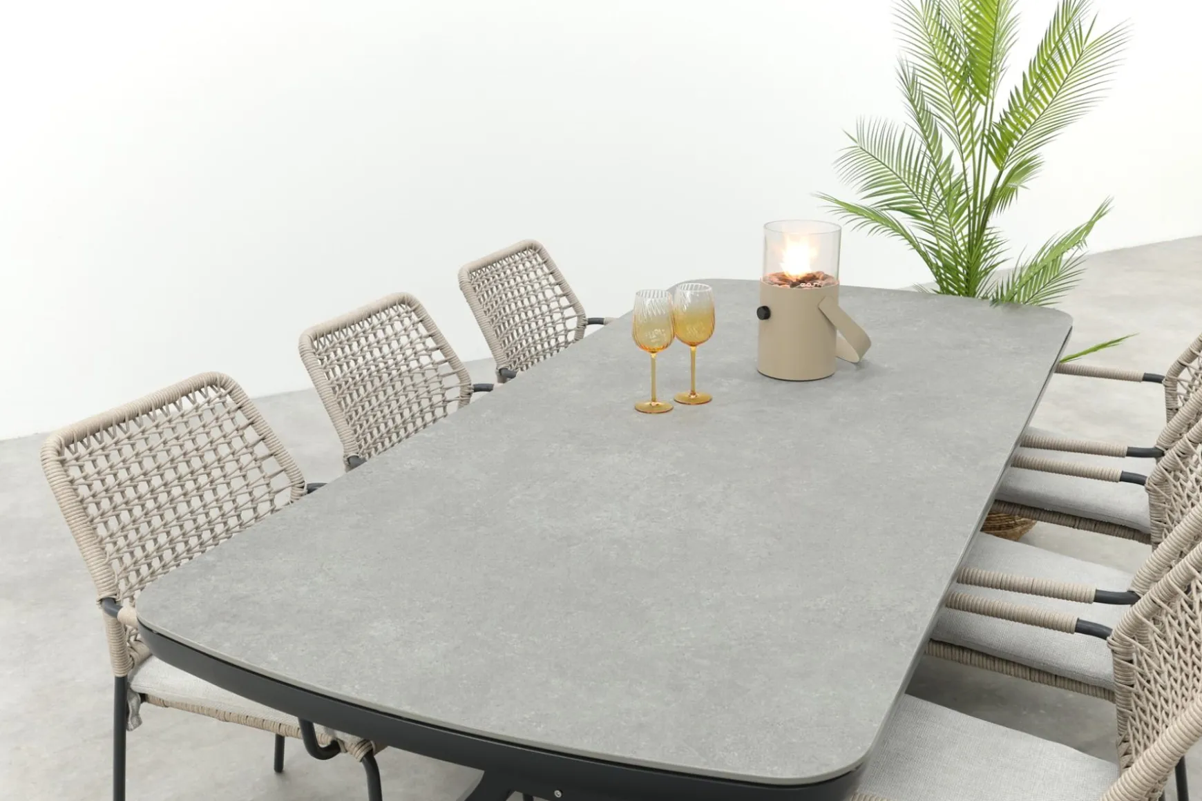 GI Swifty/Ponto stapelbare tuinset voor 6 personen 220x100 cm. - Antraciet