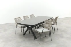 GI Swifty/Ponto stapelbare tuinset voor 6 personen 220x100 cm. - Antraciet