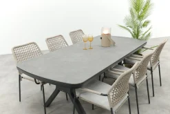 GI Swifty/Ponto stapelbare tuinset voor 6 personen 220x100 cm. - Antraciet