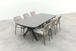 GI Swifty/Ponto stapelbare tuinset voor 6 personen 220x100 cm. - Antraciet