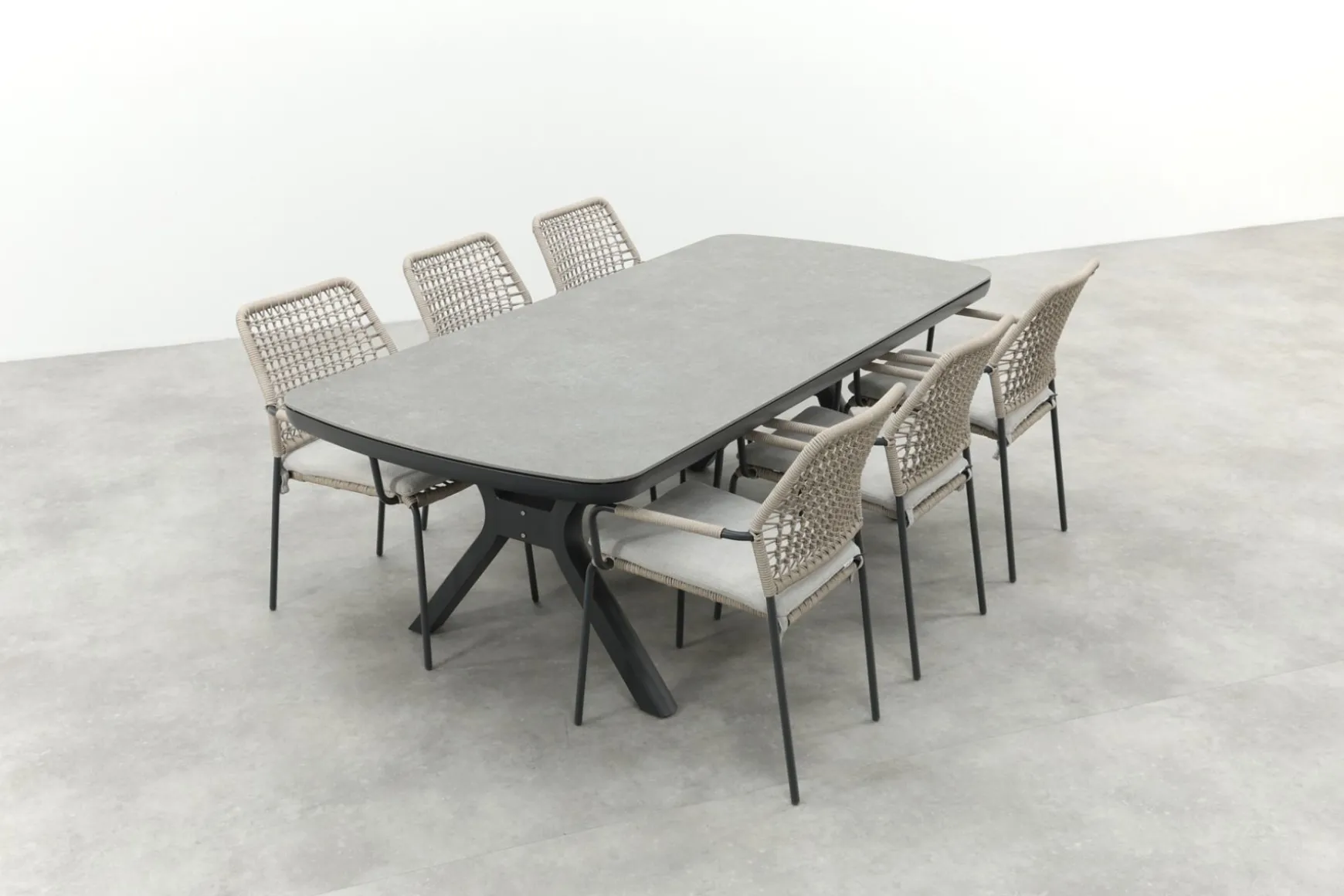 GI Swifty/Ponto stapelbare tuinset voor 6 personen 220x100 cm. - Antraciet