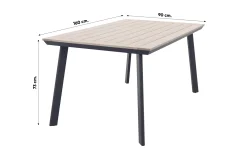 GI Vigo Dining tuintafel 160x90 cm. - Light Teak look