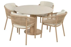 Hartman Altea/Girona ronde tuinset voor 4 personen 120 cm. - Cappuccino