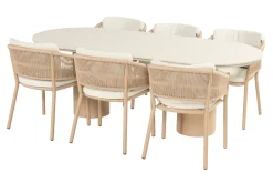 Hartman Altea/Valencia ovale tuinset voor 6 personen 220x100 cm. - Cappuccino