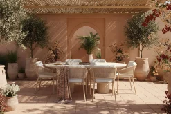 Hartman Altea/Valencia ovale tuinset voor 6 personen 220x100 cm. - Cappuccino