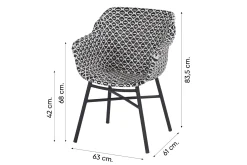 Hartman Delphine dining tuinstoel - Zwart/Wit