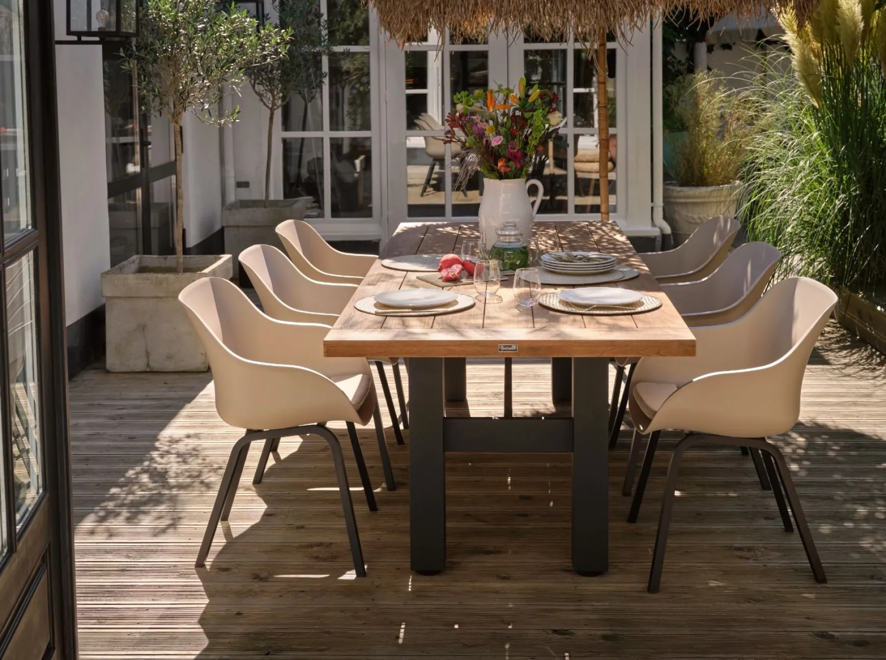 Hartman Heron dining tuintafel 240x100 cm. - Zwart/Teak