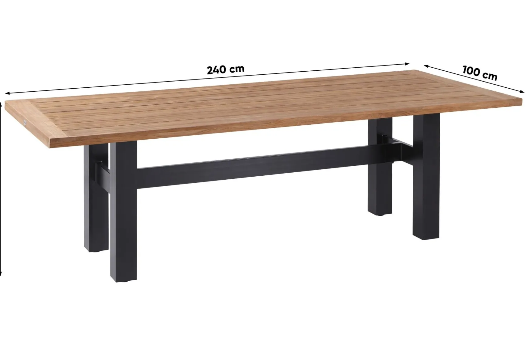 Hartman Heron dining tuintafel 240x100 cm. - Zwart/Teak