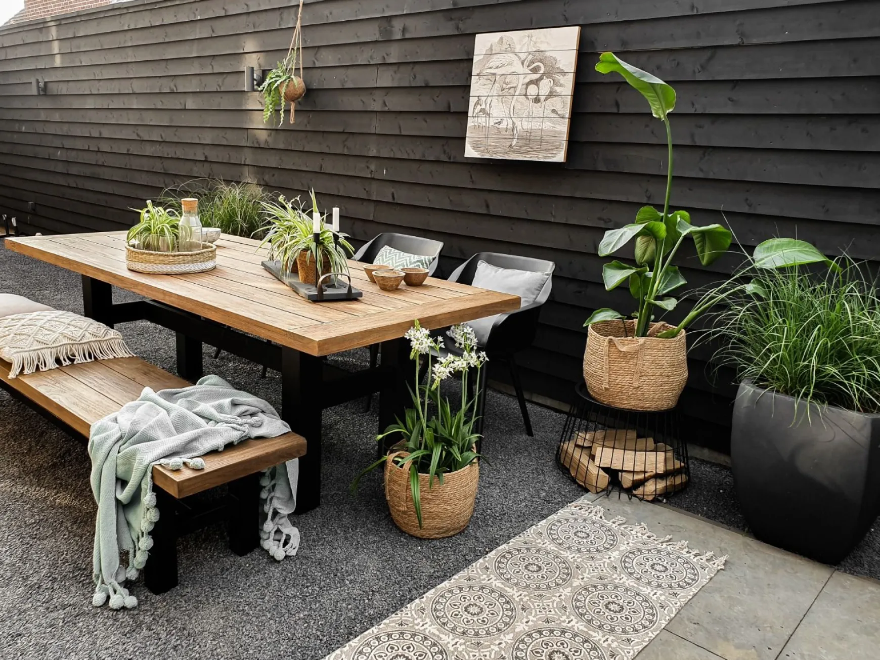 Hartman Heron dining tuintafel 240x100 cm. - Zwart/Teak