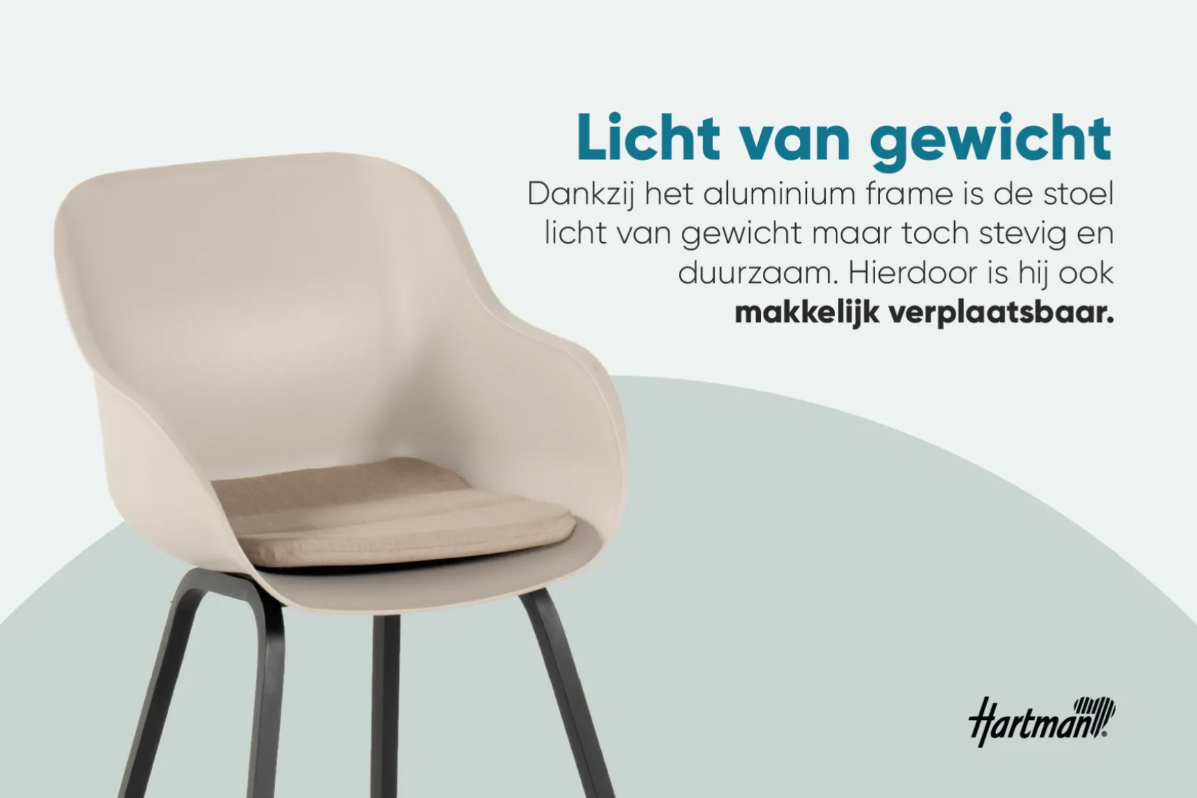 Hartman Le Soleil Element dining armstoel - Wit - Alu poot