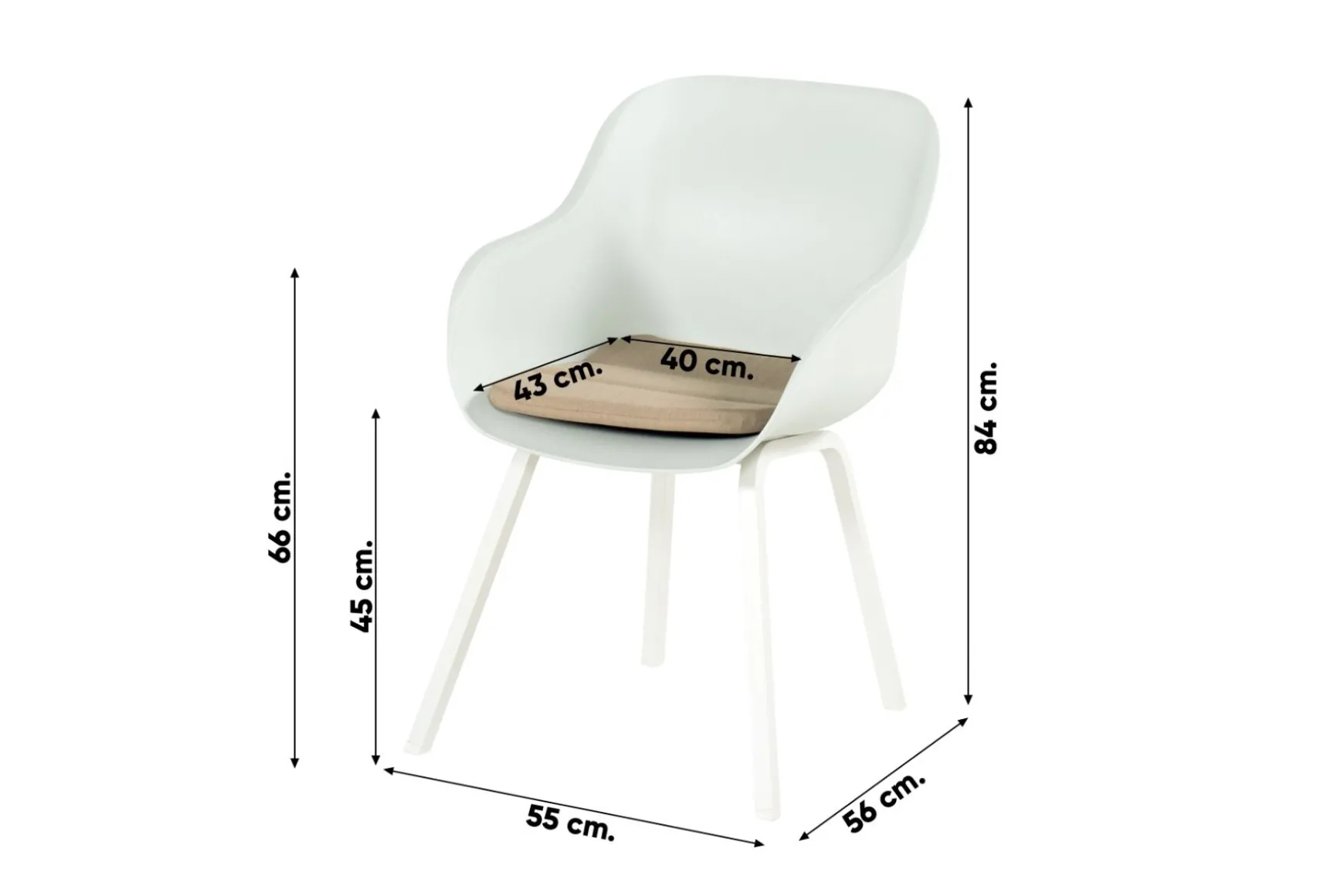 Hartman Le Soleil Element dining armstoel - Wit - Alu poot