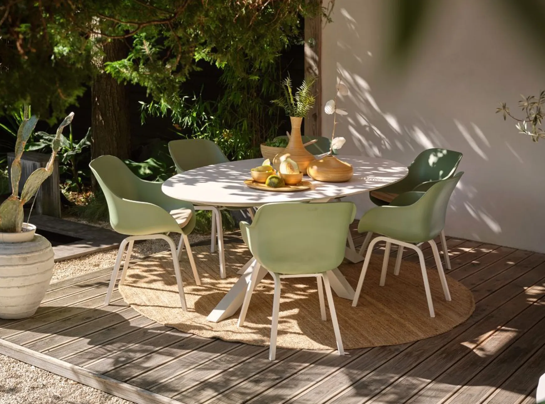 Hartman Le Soleil Element dining armstoel - Sage Green - Alu poot